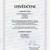 Elektroinstalace vrzal - certifikace - dexon