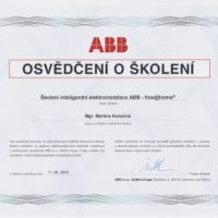 Elektroinstalace vrzal - certifikace - ABB